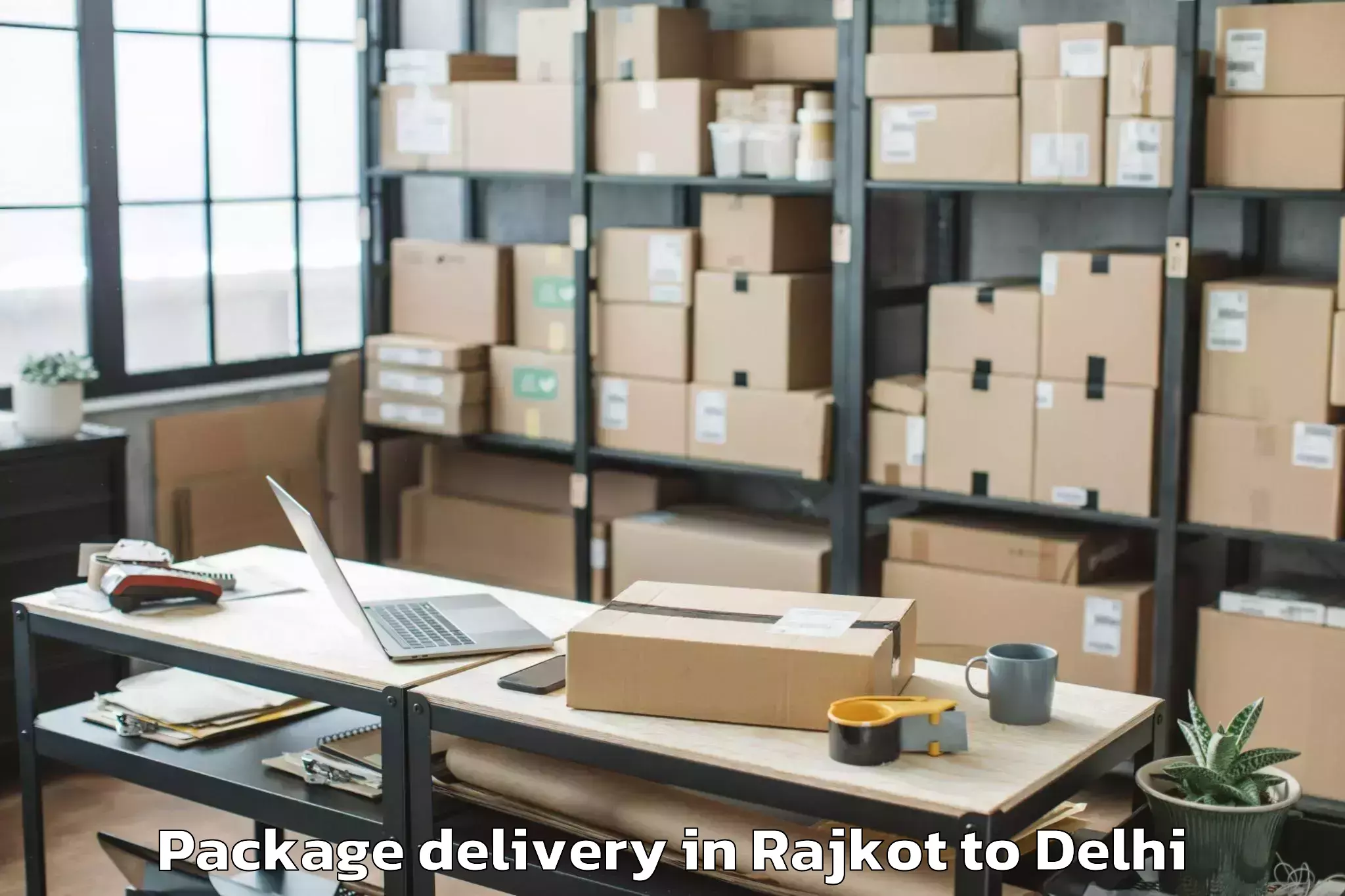 Top Rajkot to Lodhi Road Package Delivery Available